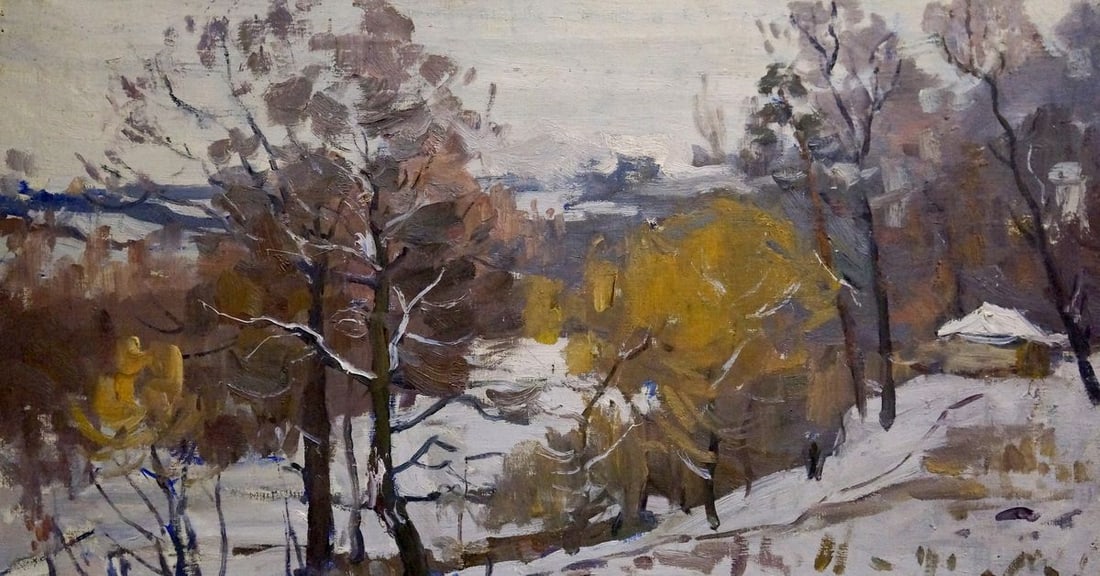 Oil painting Winter landscape Gantman Moses Faybovich: Title: Oil painting Winter landscape Gantman Moses Faybovich Description: NoVern 785 *** ABOUT THIS PAINTING *** * TITLE: "Winter landscape" * ARTISTS: Gantman Moses Faybovich * SIZE: 41x78 cm/'16.14x