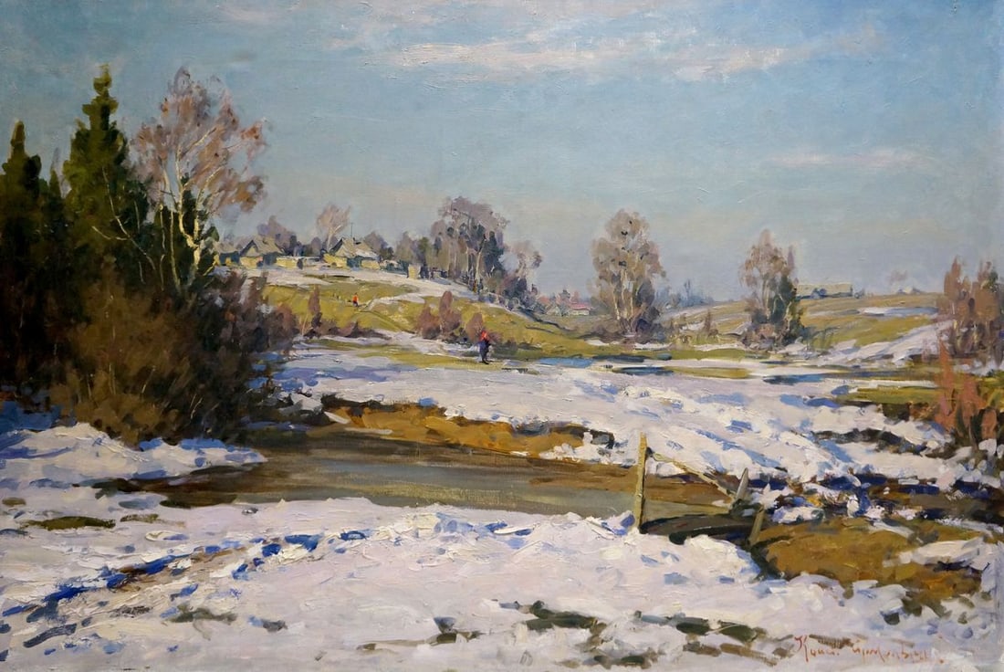 Oil painting Early spring Konstantin Yermol'shev: Title: Oil painting Early spring Konstantin Yermol'shev Description: NoVern 1045 *** ABOUT THIS PAINTING *** * TITLE: "Early spring" * ARTISTS: Konstantin Yermol'shev * SIZE: 103.5x69 cm/'40.74x27.16 