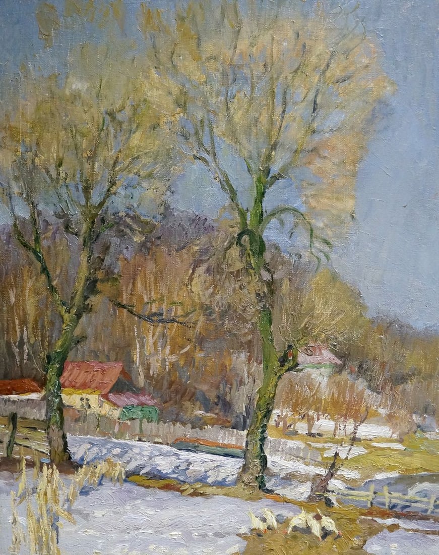 Oil painting Houses near the forest Mynka Alexander Fedorovich (1 of 8)