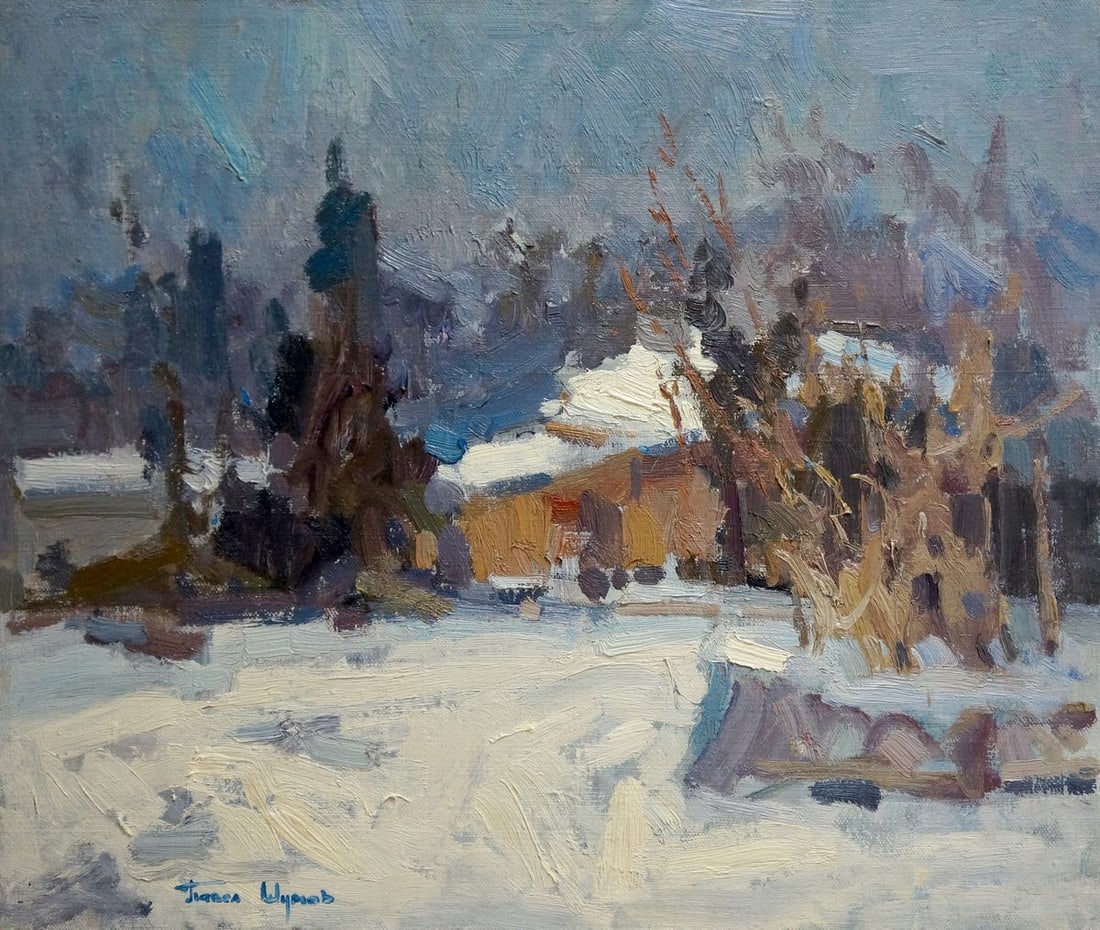 Oil painting Winter landscape Shumov Pavel: Title: Oil painting Winter landscape Shumov Pavel Description: NoVern 1099 *** ABOUT THIS PAINTING *** * TITLE: "Winter landscape" * ARTISTS: Shumov Pavel * SIZE: 47.5x56.5 cm/'18.70x22.24 inches' * M