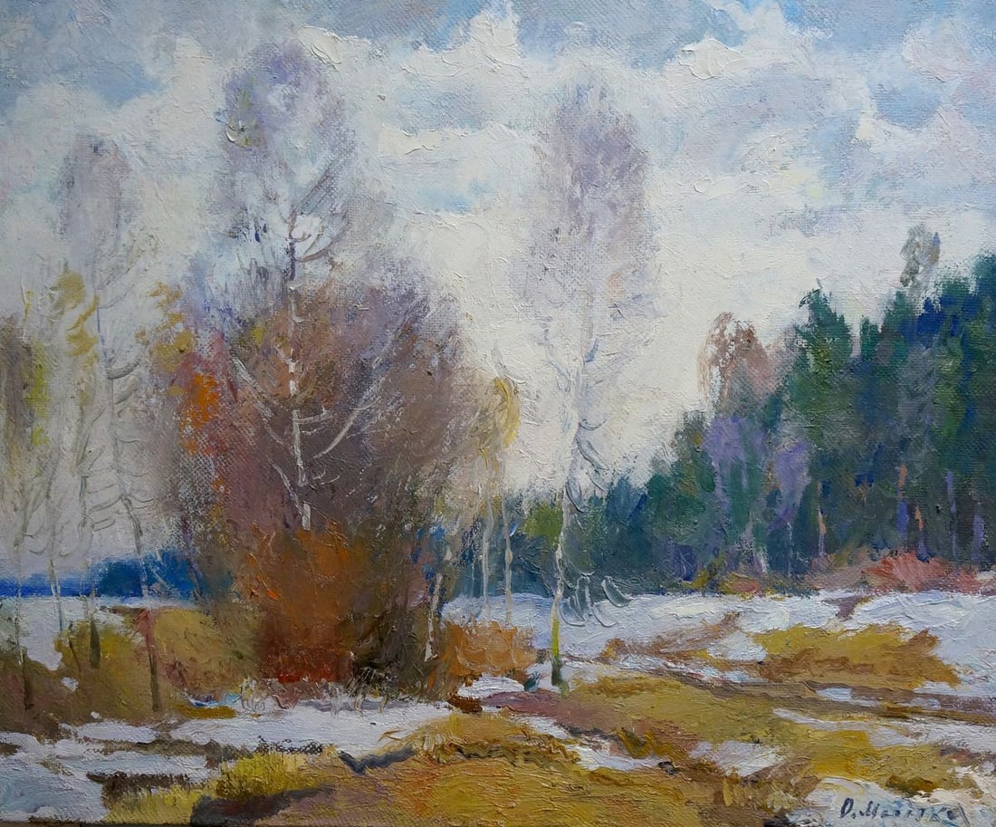 Oil painting Winter landscape Mynka Alexander Fedorovich: Title: Oil painting Winter landscape Mynka Alexander Fedorovich Description: NoVern 1101 *** ABOUT THIS PAINTING *** * TITLE: "Winter landscape" * ARTISTS: Mynka Alexander Fedorovich * SIZE: 46x55 cm/