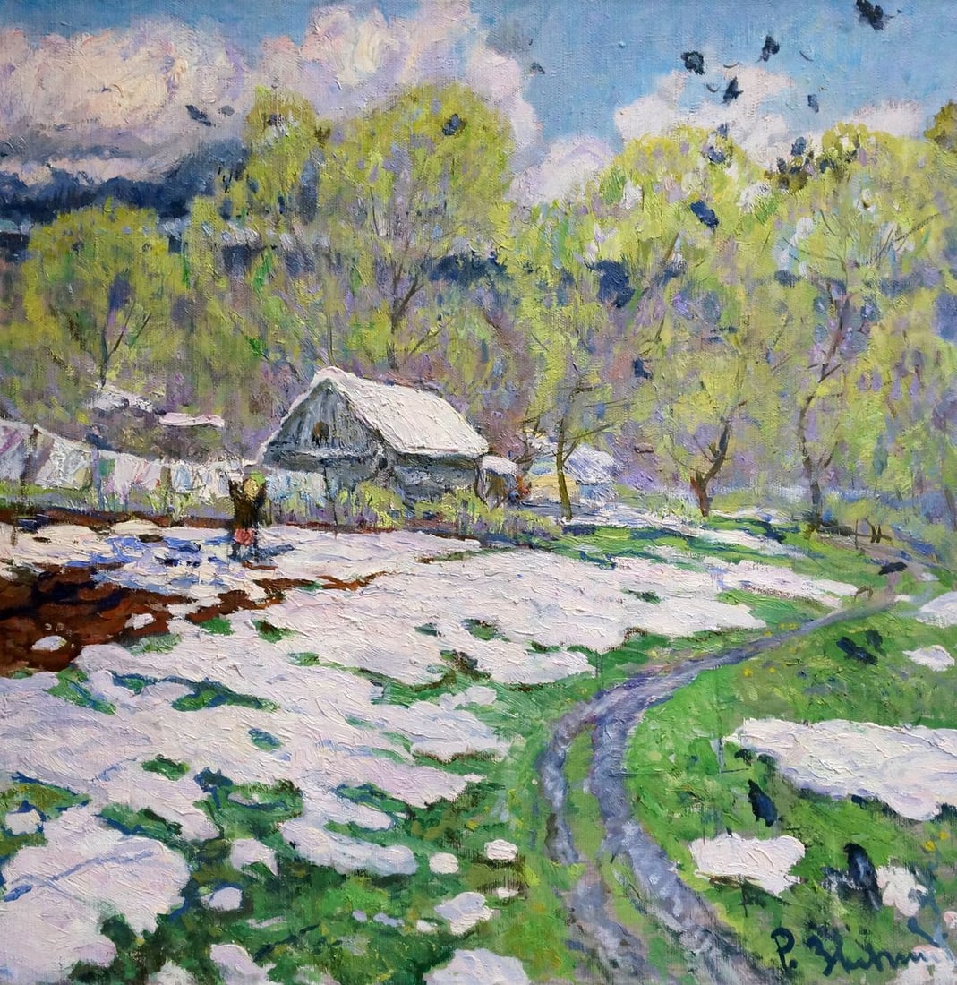 Oil painting End of winter Zvyagintsev Rostislav Mikhailovich: Title: Oil painting End of winter Zvyagintsev Rostislav Mikhailovich Description: NoVern 1113 *** ABOUT THIS PAINTING *** * TITLE: "End of winter" * ARTISTS: Zvyagintsev Rostislav Mikhailovich * SIZE: