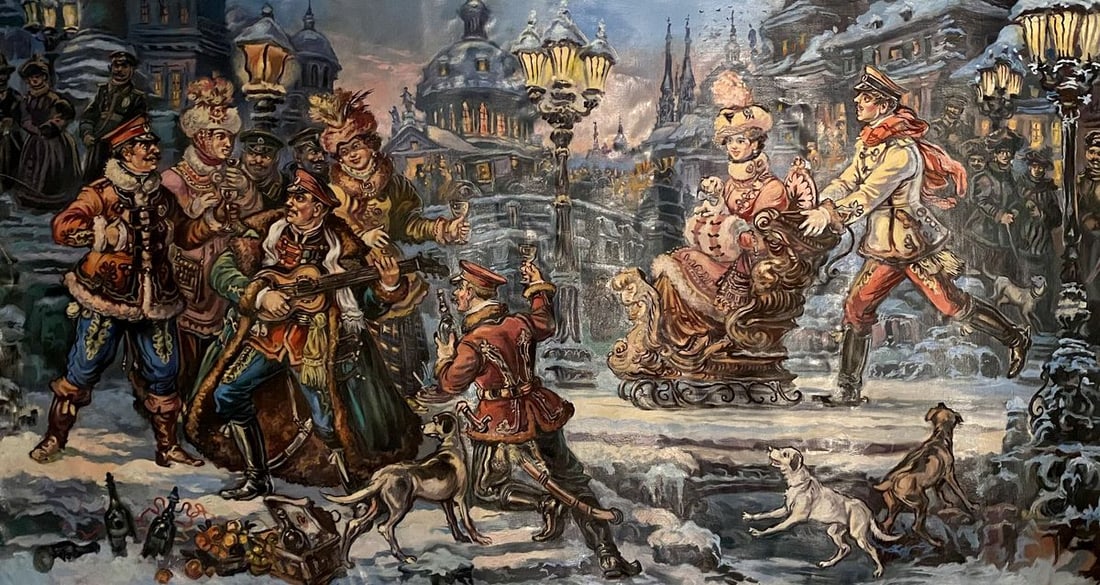 Oil painting Evening with the hussars Alexander Arkadievich Litvinov: Title: Oil painting Evening with the hussars Alexander Arkadievich Litvinov Description: NoLitv 181 *** ABOUT THIS PAINTING *** * TITLE: "Evening with the hussars" * ARTISTS: Alexander Arkadievich