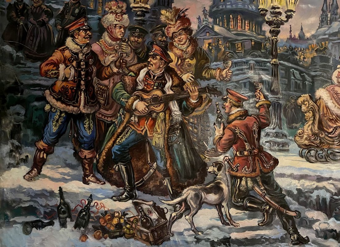 Oil painting Evening with the hussars Alexander Arkadievich Litvinov - 2