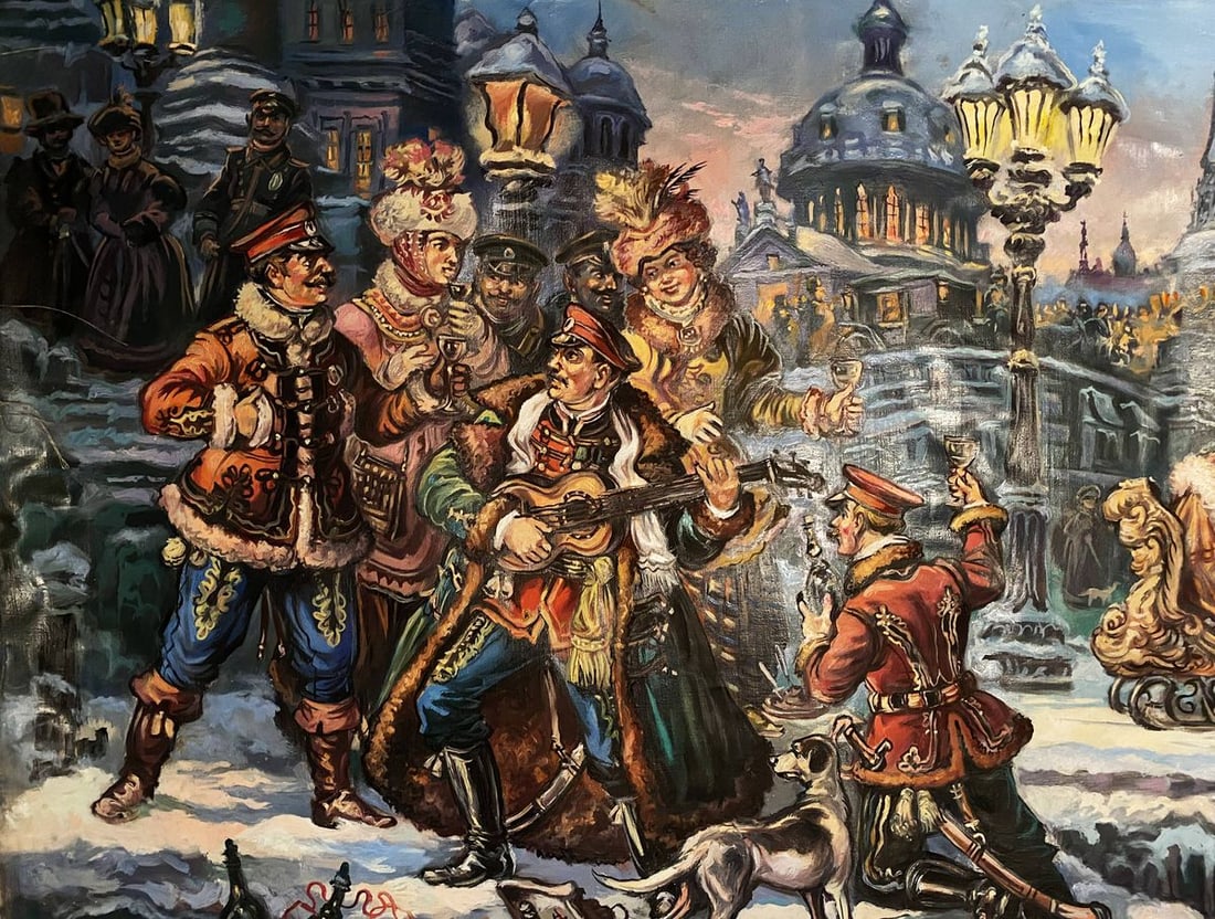Oil painting Evening with the hussars Alexander Arkadievich Litvinov - 3