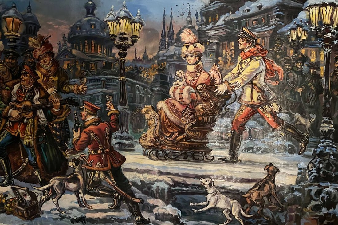 Oil painting Evening with the hussars Alexander Arkadievich Litvinov - 5