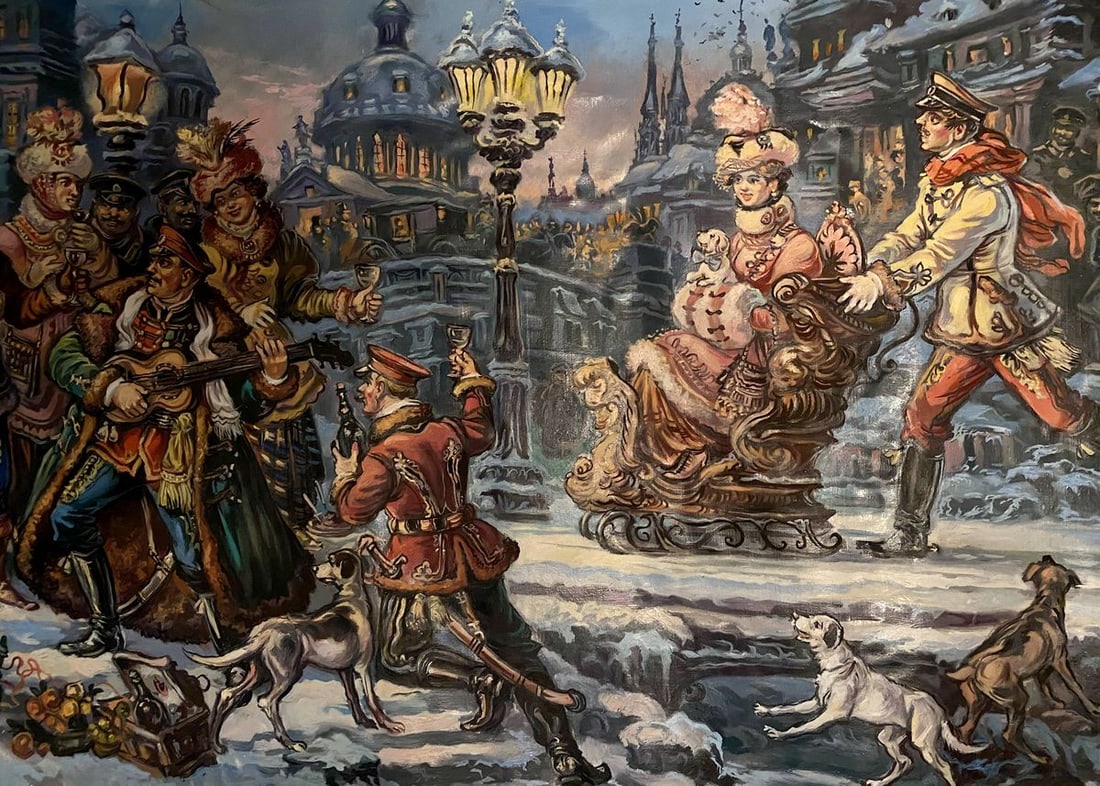 Oil painting Evening with the hussars Alexander Arkadievich Litvinov - 6