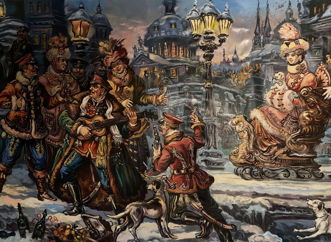 Oil painting Evening with the hussars Alexander Arkadievich Litvinov - 7