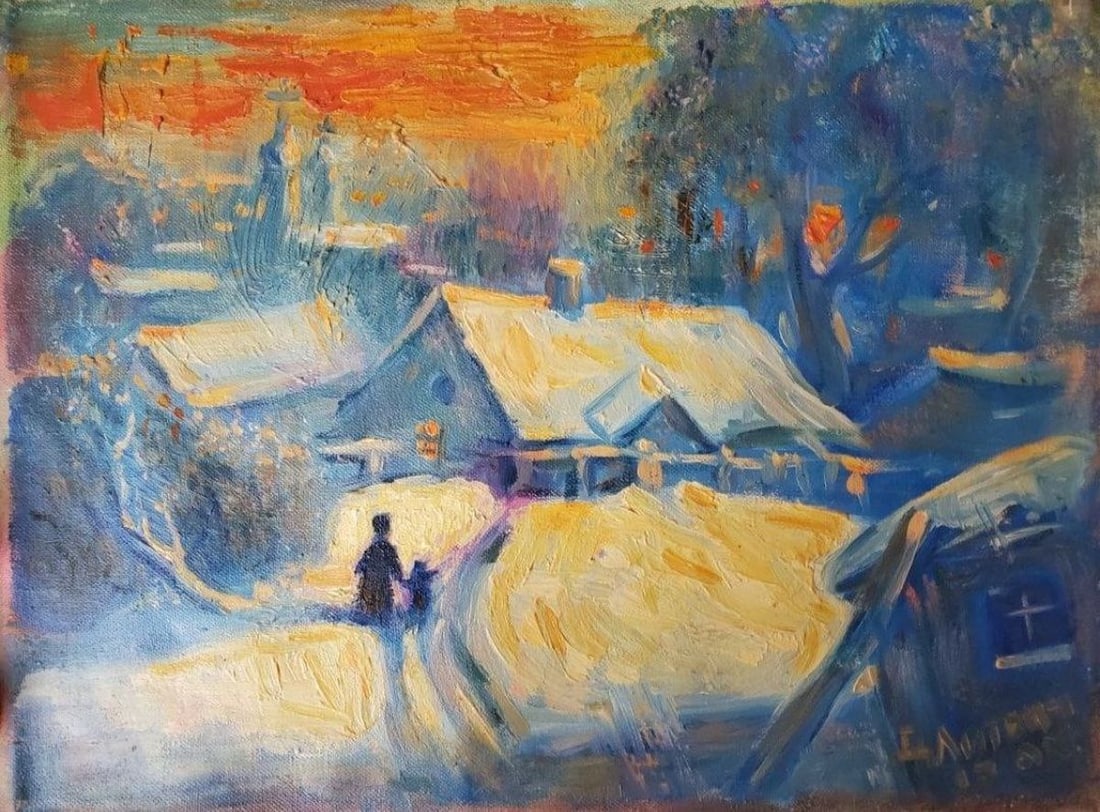 Oil painting Winter evening Litvinov Daniil Olegovich: Title: Oil painting Winter evening Litvinov Daniil Olegovich Description: NoLitv 1053 *** ABOUT THIS PAINTING *** * TITLE: "Winter evening" * ARTISTS: Litvinov Daniil Olegovich * SIZE: 39x29 cm/'