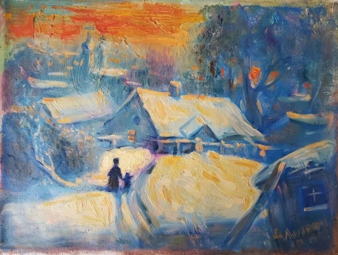 Oil painting Winter evening Litvinov Daniil Olegovich - 2