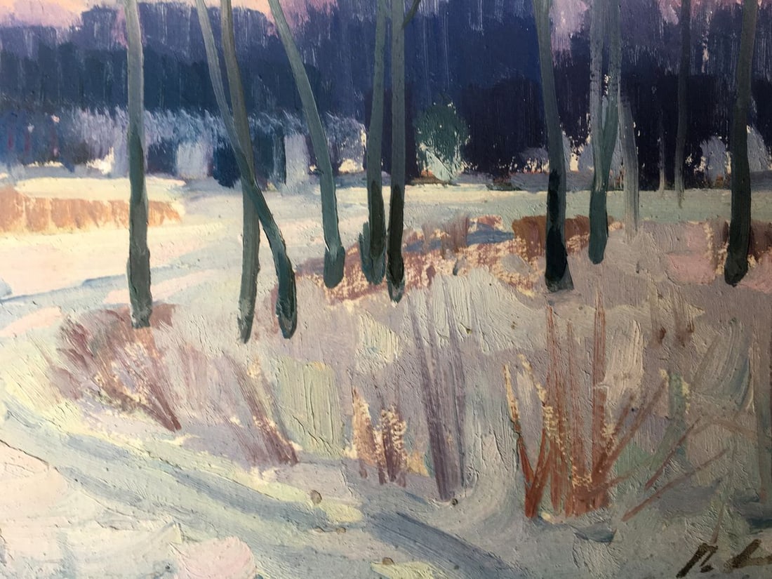 Oil painting Winter landscape Peter Tovpev - 11