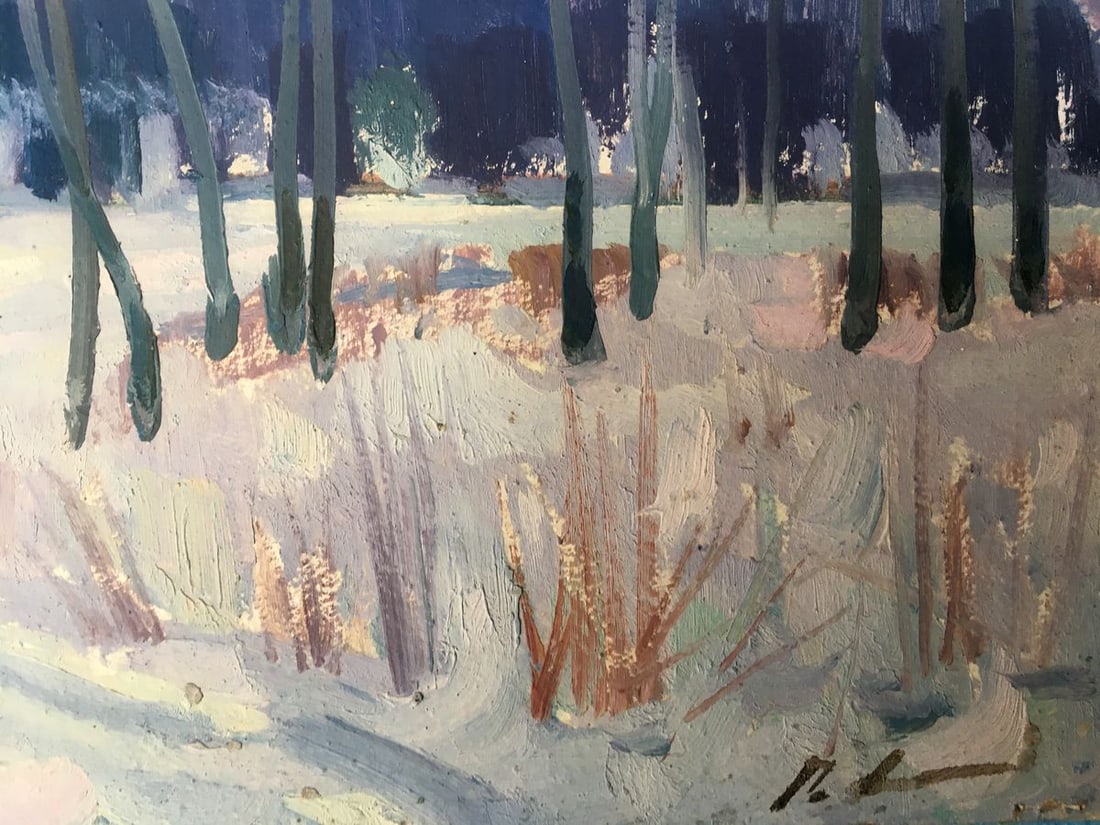 Oil painting Winter landscape Peter Tovpev - 12