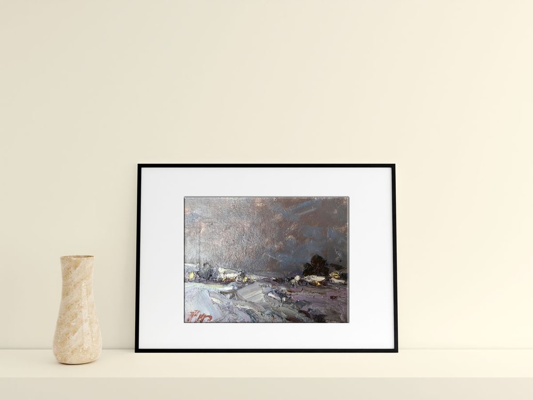 Oil painting Winter evening Alexander Nikolaevich Cherednichenko - 2