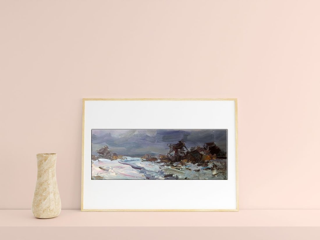 Oil painting Winter evening Alexander Nikolaevich Cherednichenko - 3