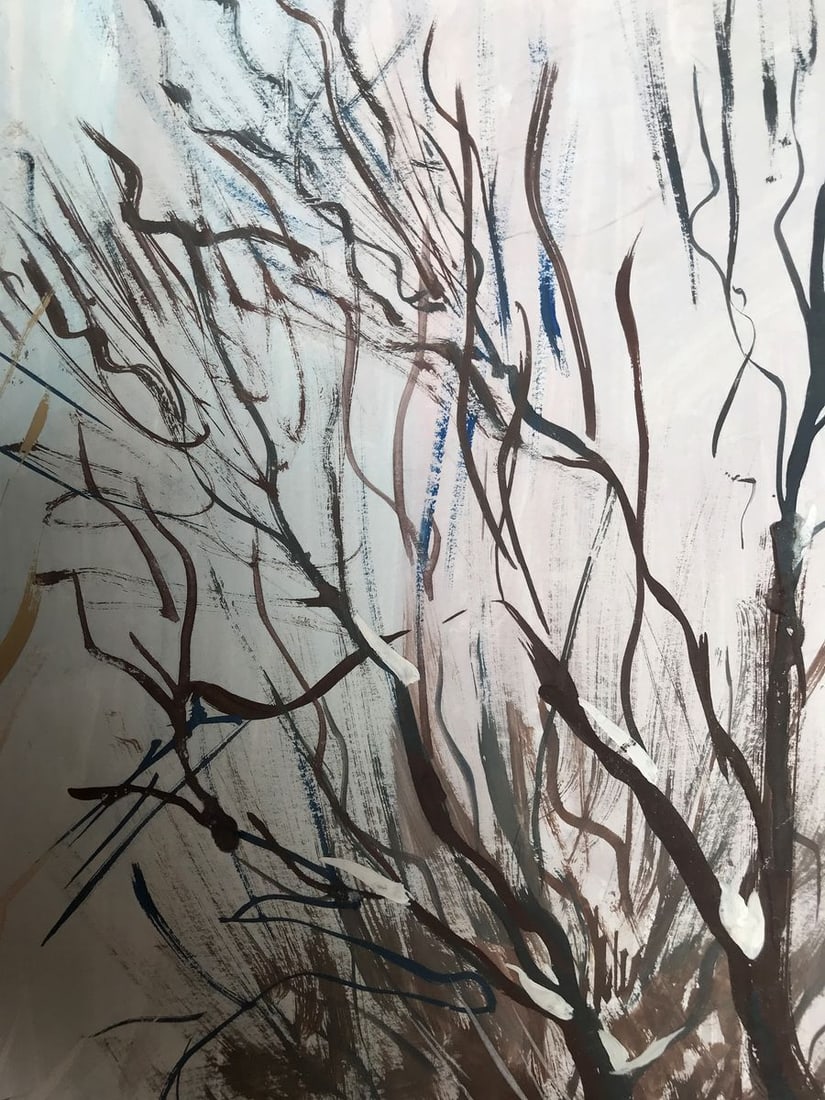Gouache painting Winter Forest Unknown artist - 5
