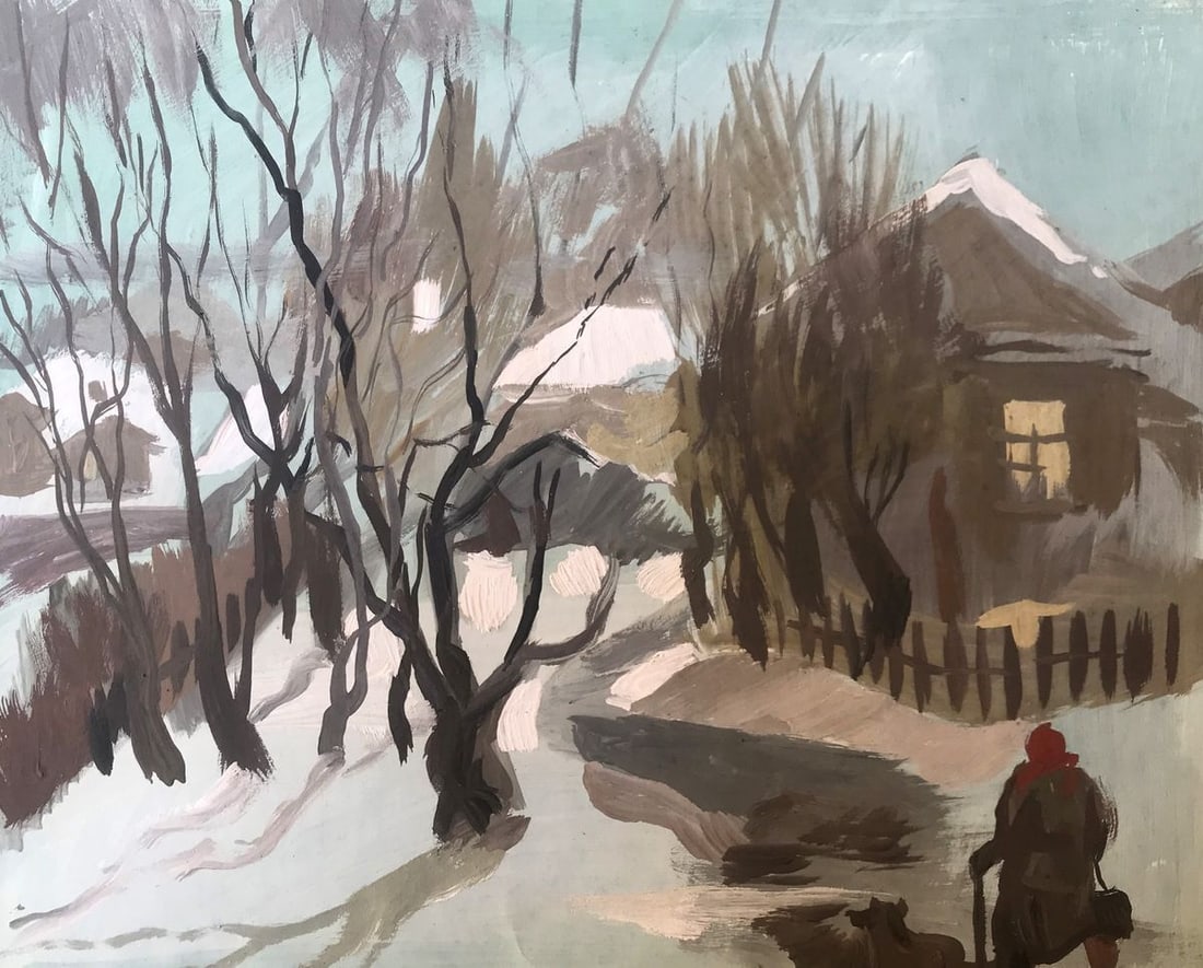 Oil painting Winter evening Alexander Arkadievich Litvinov (1 of 12)