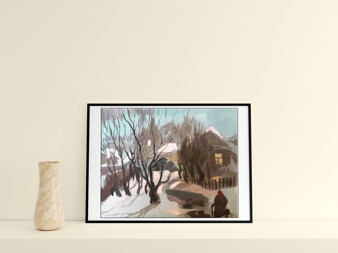 Oil painting Winter evening Alexander Arkadievich Litvinov - 2