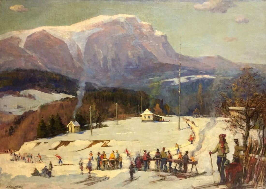 Oil painting On a day off Mikhail Kobylenkov: Title: Oil painting On a day off Mikhail Kobylenkov Description: NoVern 242 *** ABOUT THIS PAINTING *** * TITLE: "On a day off" * ARTISTS: Mikhail Kobylenkov * SIZE: 103x147 cm/'40.55x57.87 inches' * 