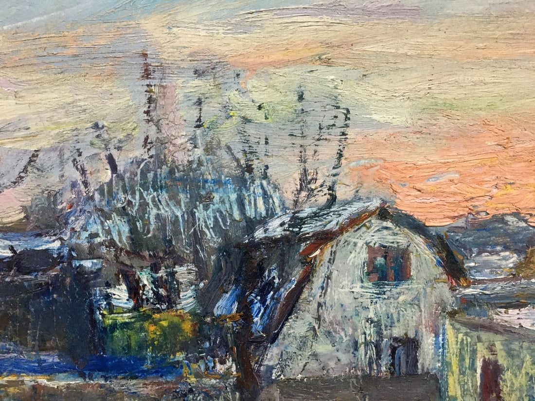 Oil painting Snowy street Gantman Moses Faybovich - 2
