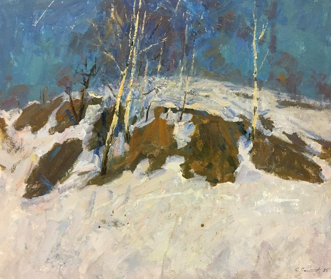 Oil painting Sunny winter Petrashevsky Stanislav Vasilievich: Title: Oil painting Sunny winter Petrashevsky Stanislav Vasilievich Description: NoVern 357 *** ABOUT THIS PAINTING *** * TITLE: "Sunny winter" * ARTISTS: Petrashevsky Stanislav Vasilievich * SIZE: 50