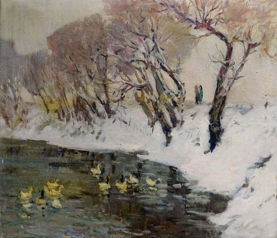 Oil painting On the lake Nikolai Petrovich Petrov: Title: Oil painting On the lake Nikolai Petrovich Petrov Description: NoVern 518 *** ABOUT THIS PAINTING *** * TITLE: "On the lake" * ARTISTS: Nikolai Petrovich Petrov * SIZE: 60x46 cm/'23.62x18.11