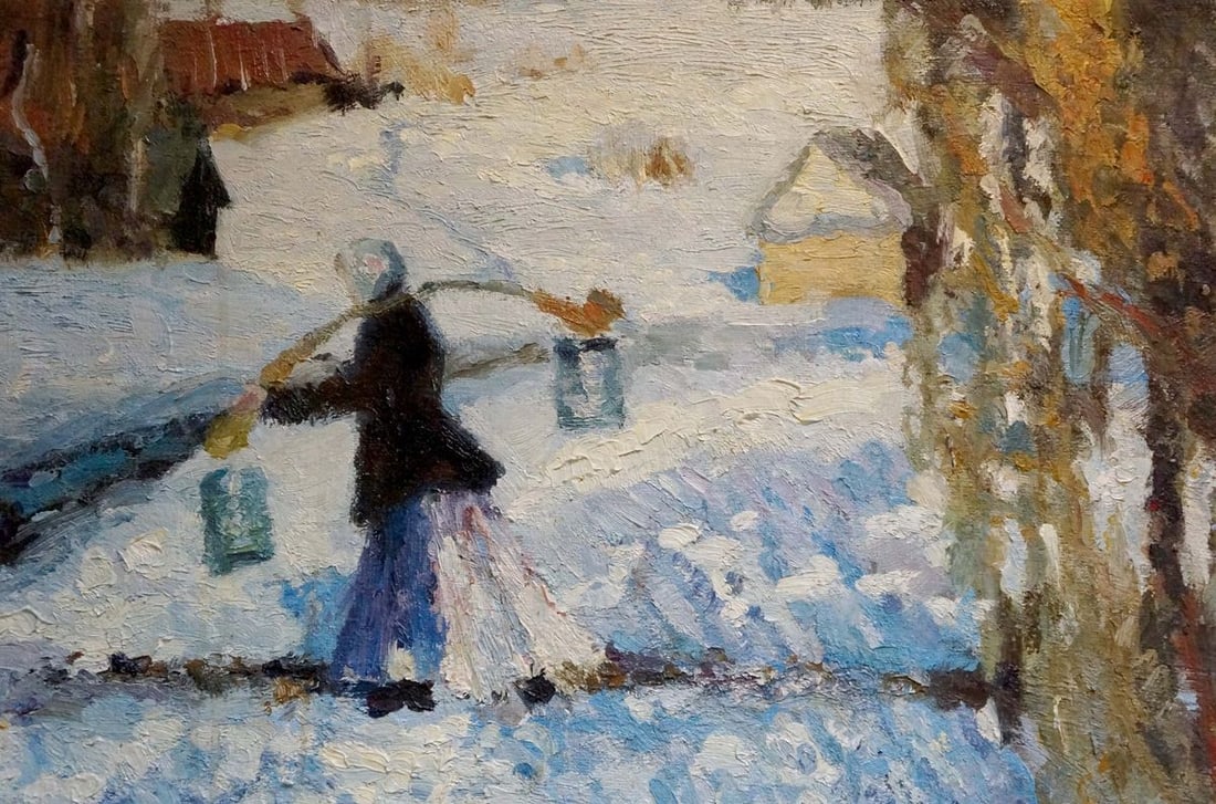 Oil painting Winter landscape - 5