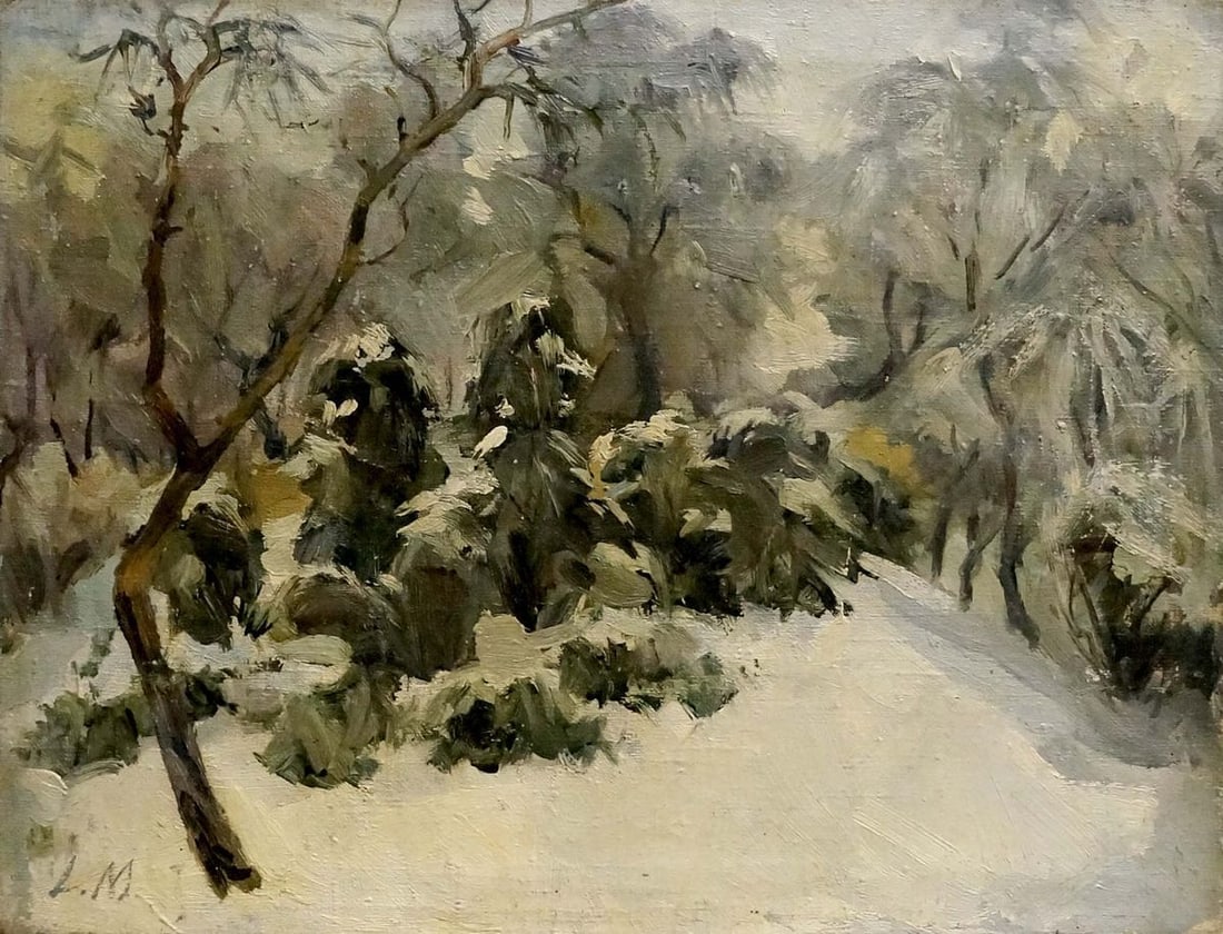 Oil painting Winter: Title: Oil painting Winter Description: NoVern 543 *** ABOUT THIS PAINTING *** * TITLE: "Winter" * ARTISTS: Unknown artist * SIZE: 50x38 cm/'19.68x14.96 inches' * MEDIUM: oil, canvas * HAND PAINTED: O