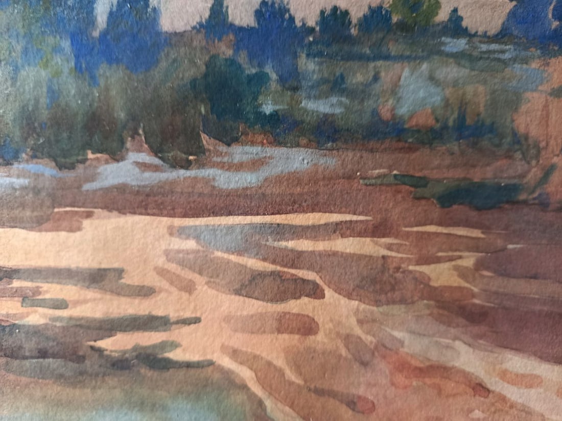 Watercolor painting Evening nature Unknown artist - 4