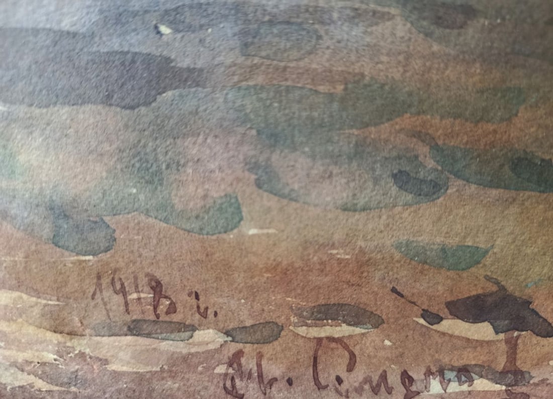 Watercolor painting Evening nature Unknown artist - 5