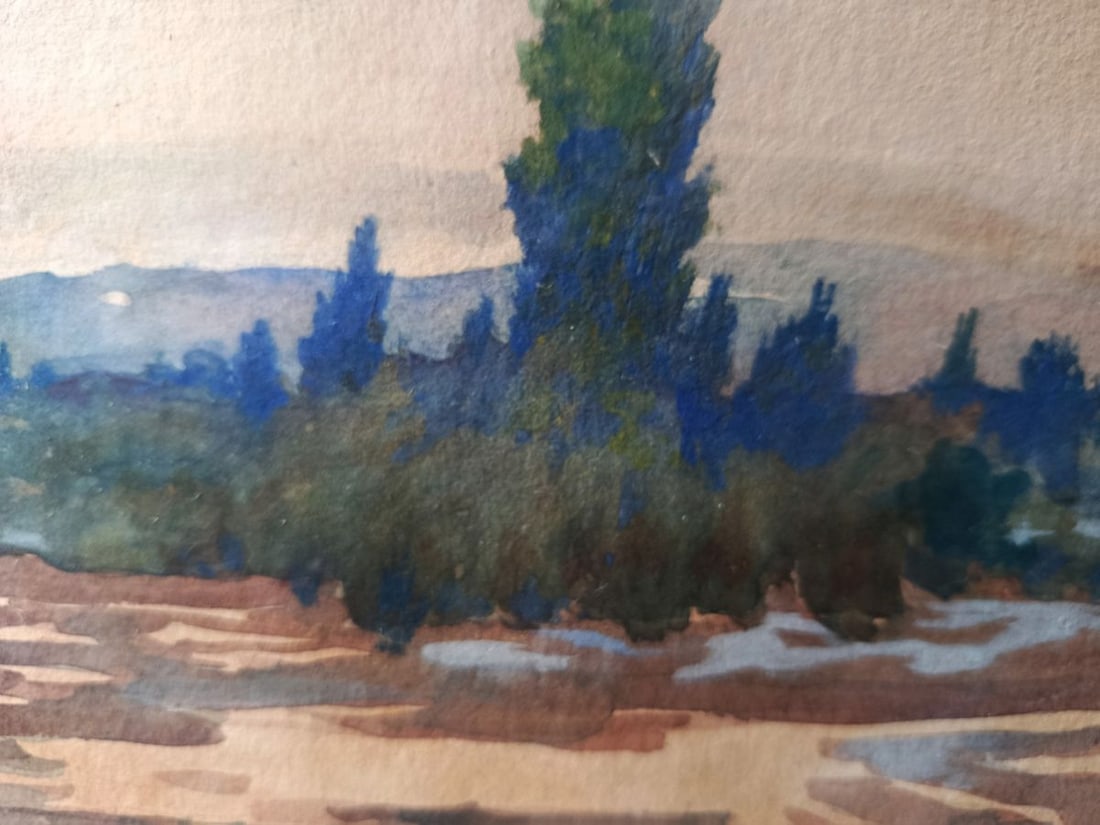 Watercolor painting Evening nature Unknown artist - 6