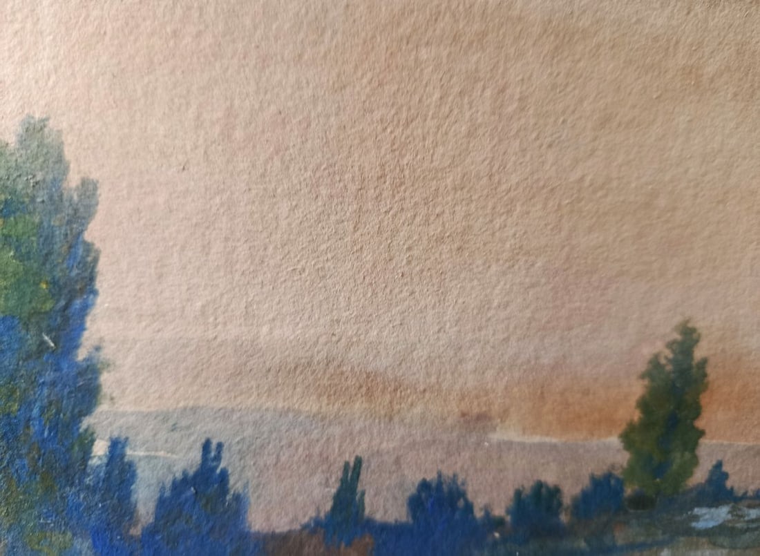 Watercolor painting Evening nature Unknown artist - 7