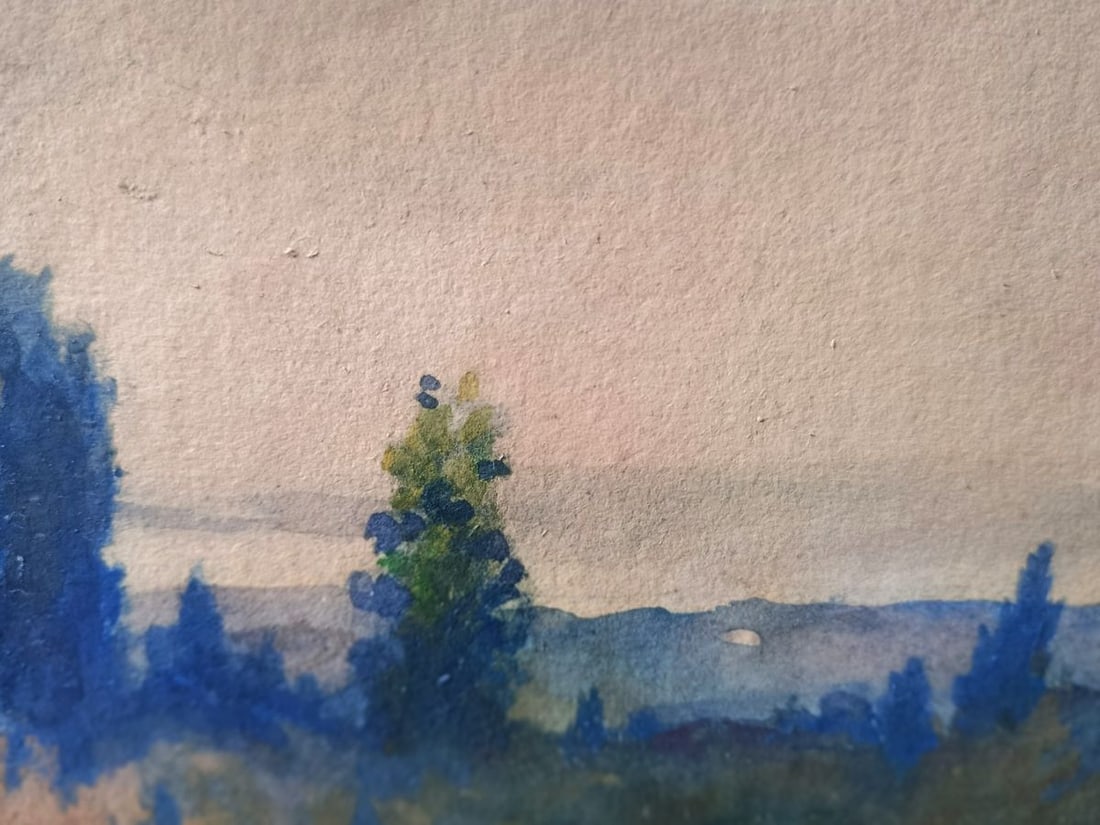Watercolor painting Evening nature Unknown artist - 8
