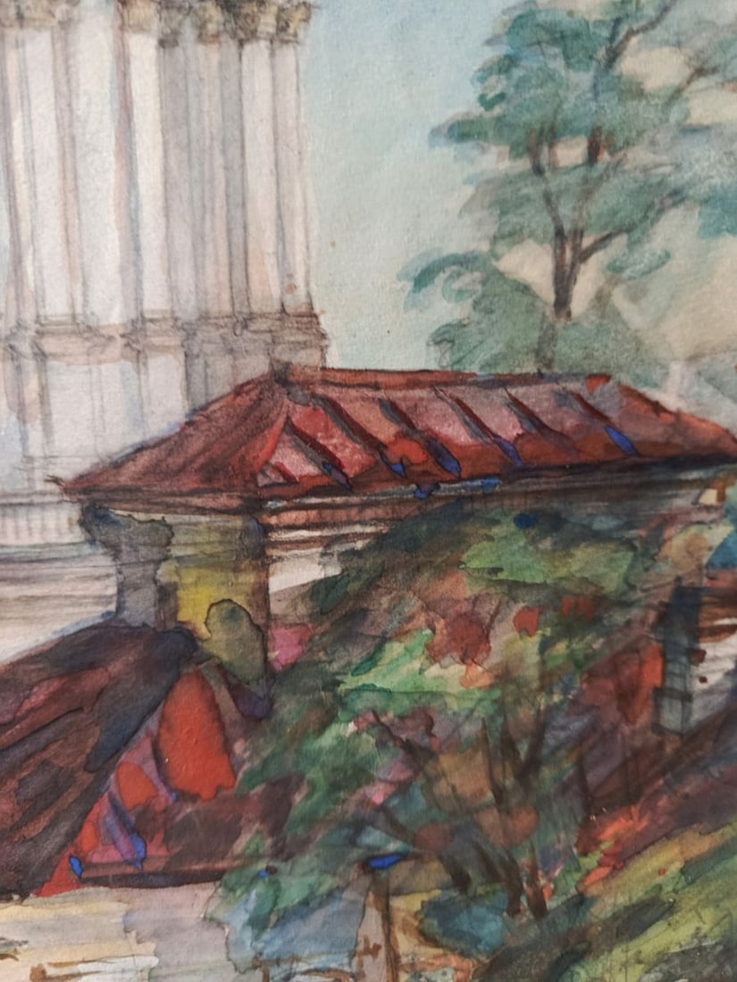 Watercolor painting Church to the Clouds Unknown artist - 7