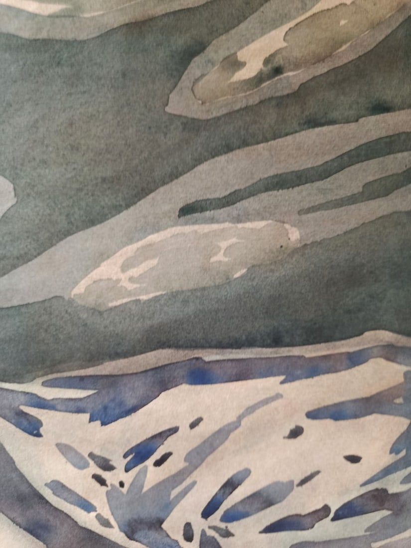 Watercolor painting Gloomy Mountains Vyacheslav Karelin - 2