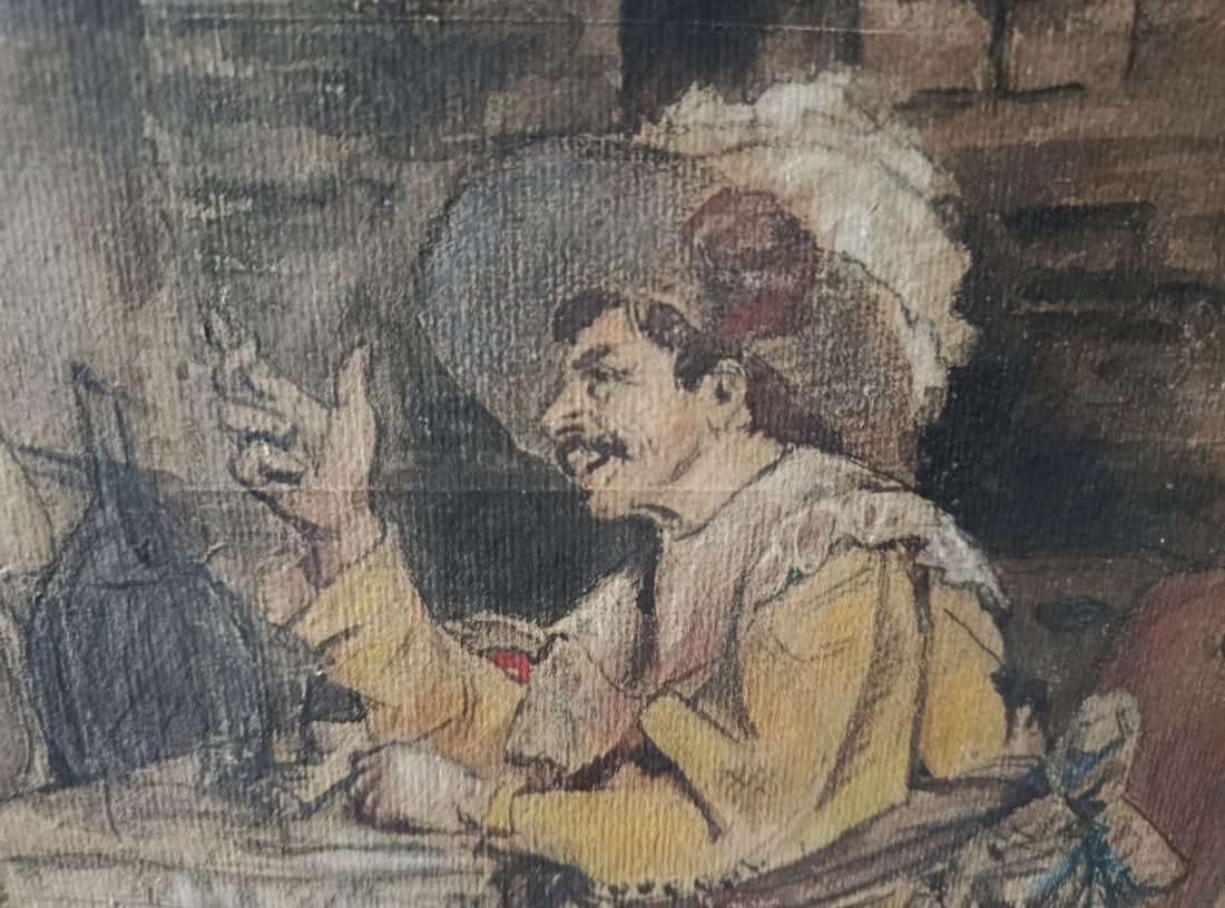 Watercolor painting Portrait of a musketeer and a girl Unknown artist - 2