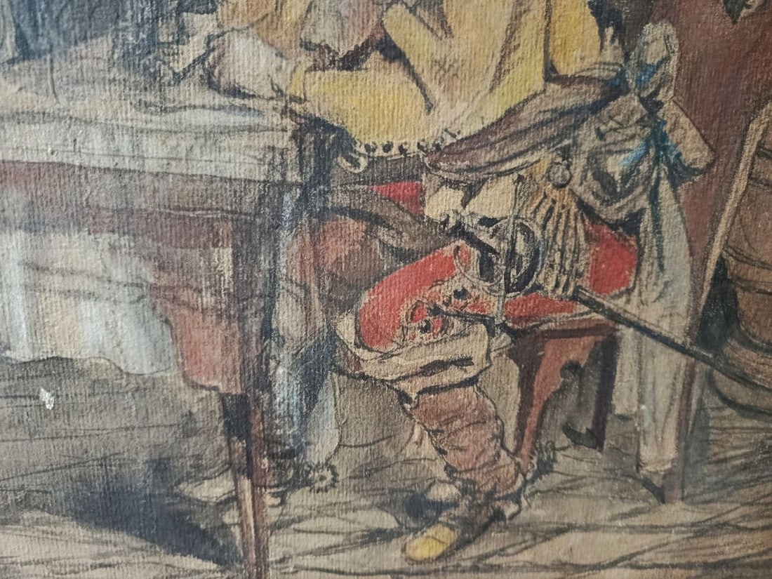 Watercolor painting Portrait of a musketeer and a girl Unknown artist - 6