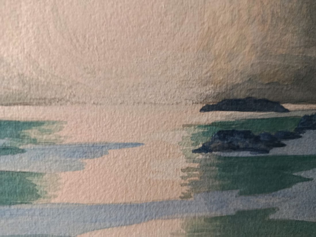 Watercolor painting The sun sets over the river Alexey Kozlov - 5