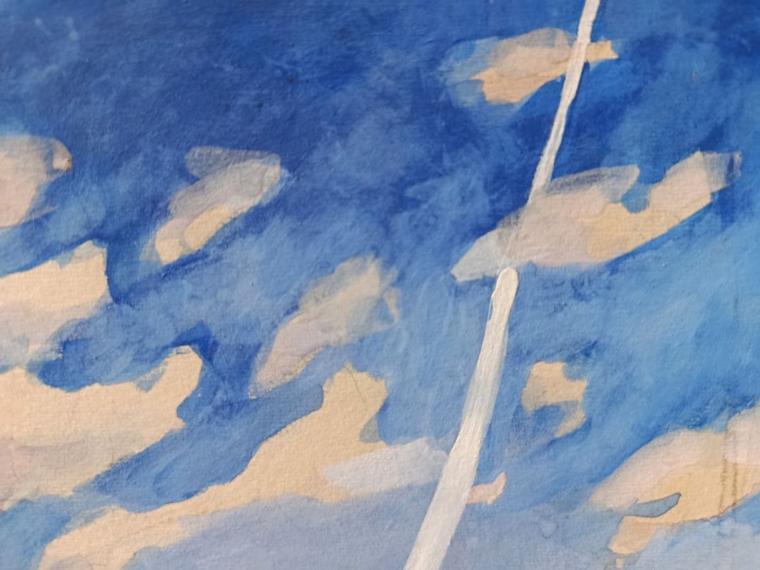Watercolor painting Roof construction Unknown artist - 3