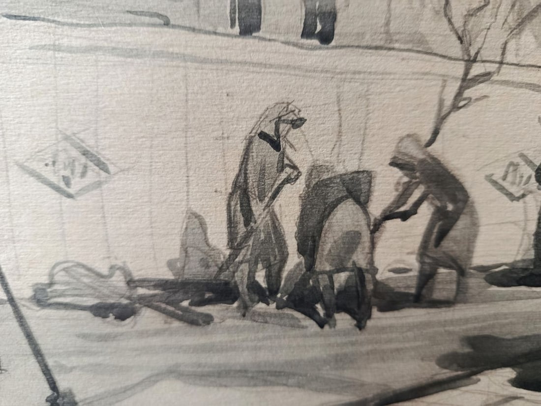 Watercolor painting Working people Unknown artist - 2