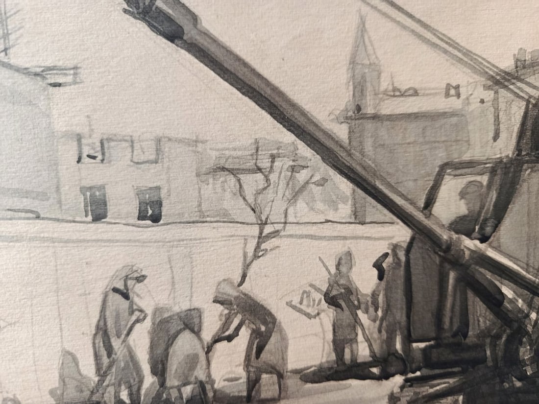 Watercolor painting Working people Unknown artist - 4