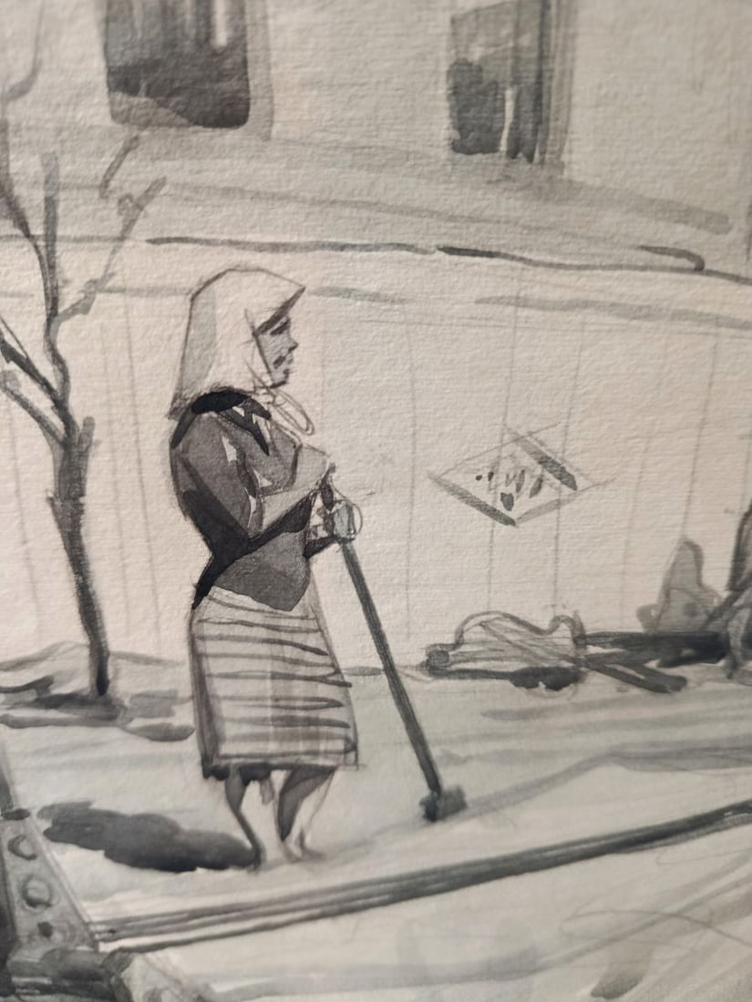 Watercolor painting Working people Unknown artist - 9