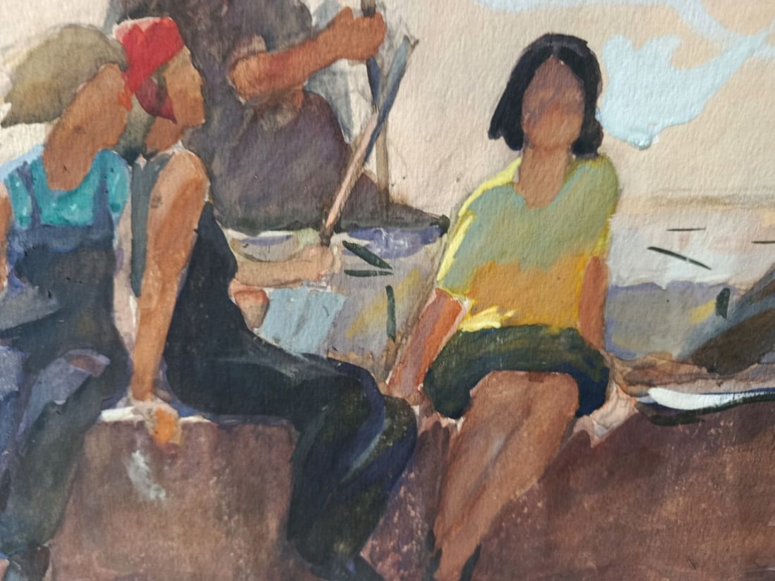 Watercolor painting Workers on vacation Unknown artist - 3