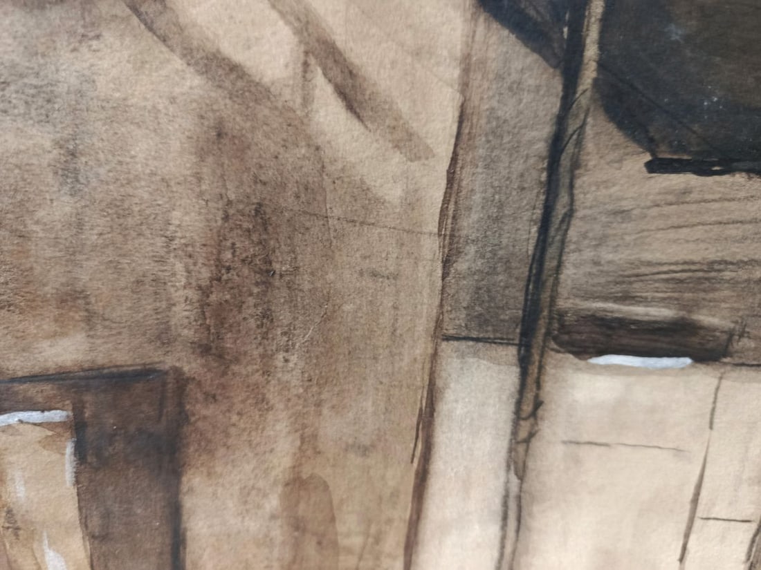 Watercolor painting Workers are repairing the walls Unknown artist - 7
