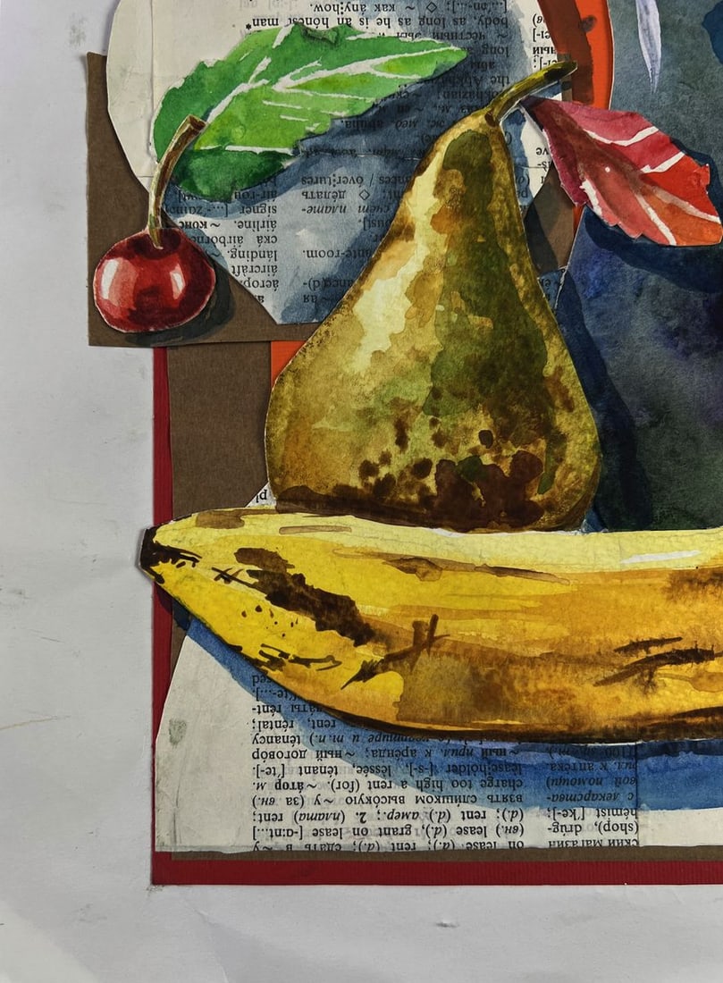 Watercolor painting Fruit and flower still life Olga Ponomaryova - 7