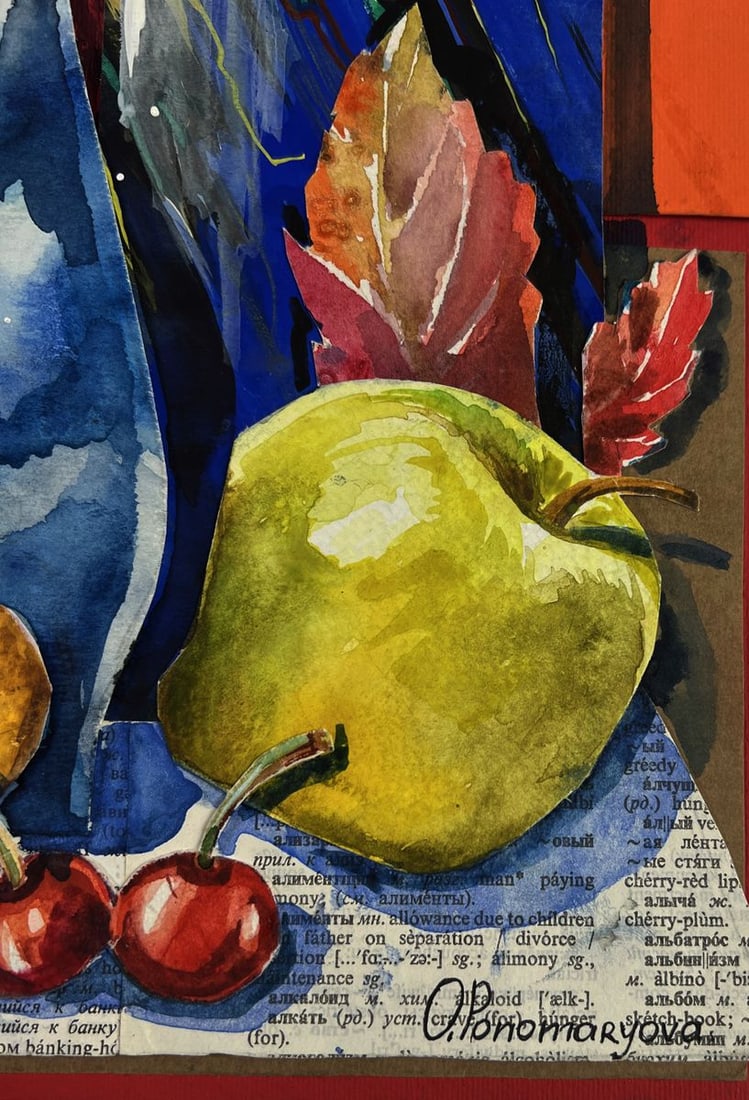 Watercolor painting Fruit and flower still life Olga Ponomaryova - 8