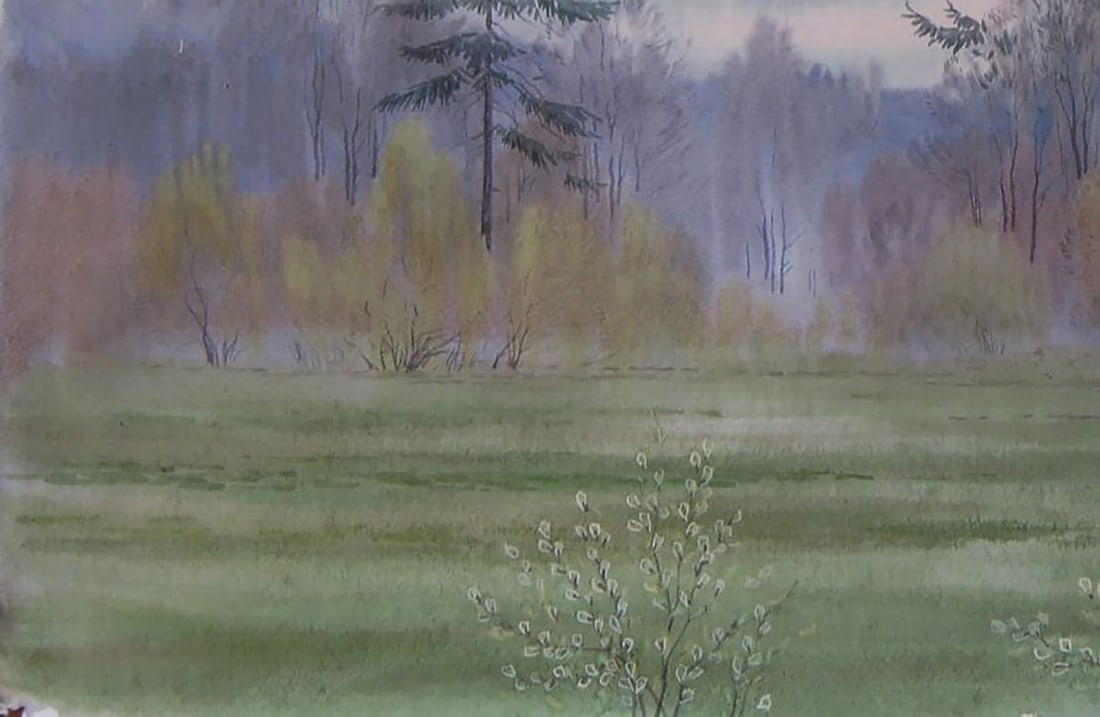 Watercolor painting Spring forest Valery Savenets - 3