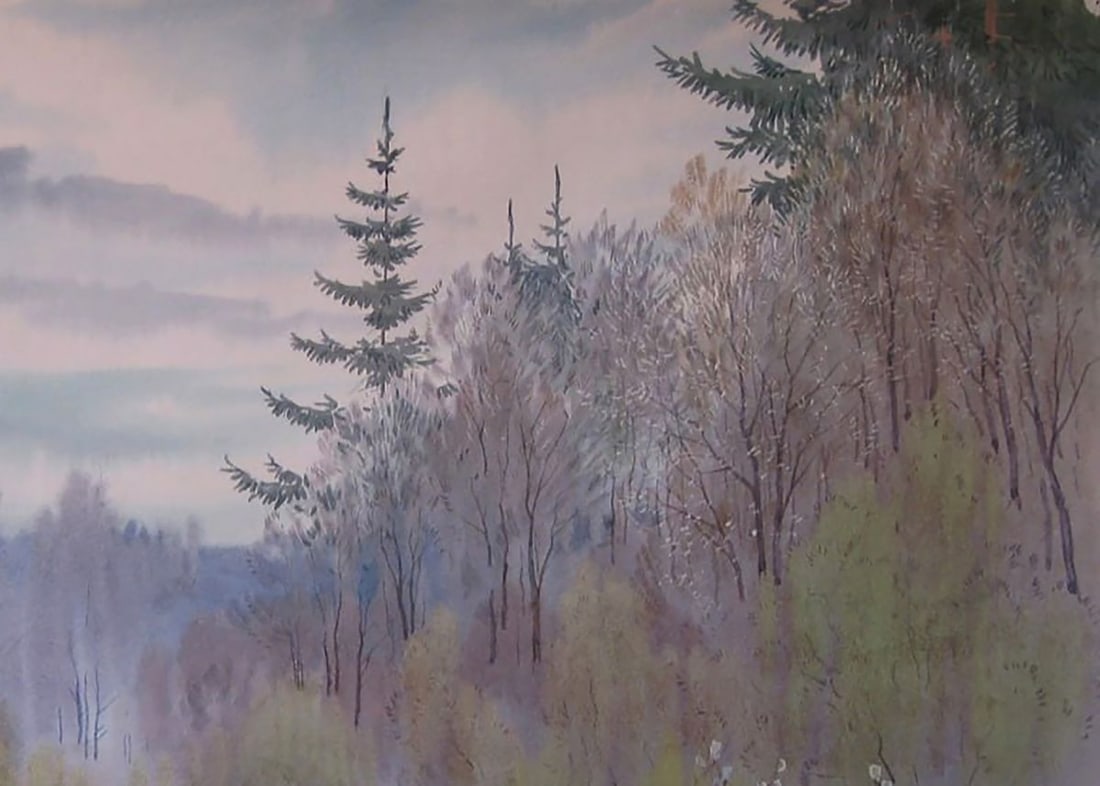 Watercolor painting Spring forest Valery Savenets - 5