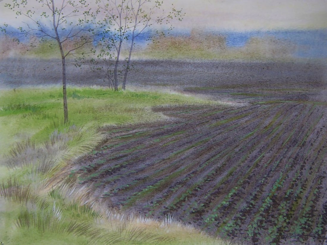 Watercolor painting Spring field Valery Savenets (1 of 6)