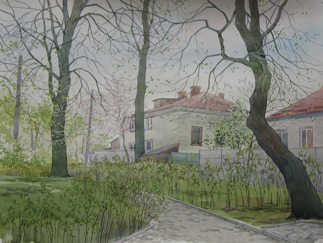Watercolor painting Spring streets of the city Valery Savenets: Title: Watercolor painting Spring streets of the city Valery Savenets Description: NoSav 397*** ABOUT THIS PAINTING **** TITLE: "Spring streets of the city"* ARTISTS: Valery Savenets* SIZE: 30x40