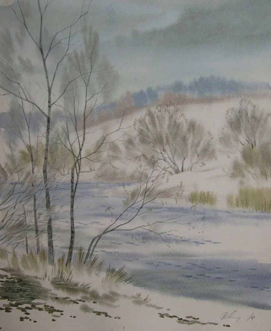 Watercolor painting The end of the winter fairy tale Valery Savenets: Title: Watercolor painting The end of the winter fairy tale Valery Savenets Description: NoSav 401*** ABOUT THIS PAINTING **** TITLE: "The end of the winter fairy tale"* ARTISTS: Valery Savenets* SIZE
